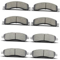 Ceramic brake pads set, four pairs of gray friction pads with metal backing
