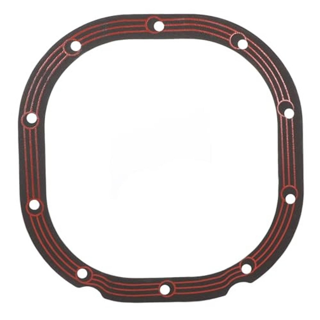 Rear differential cover gasket, red striped sealing ring with round bolt holes
