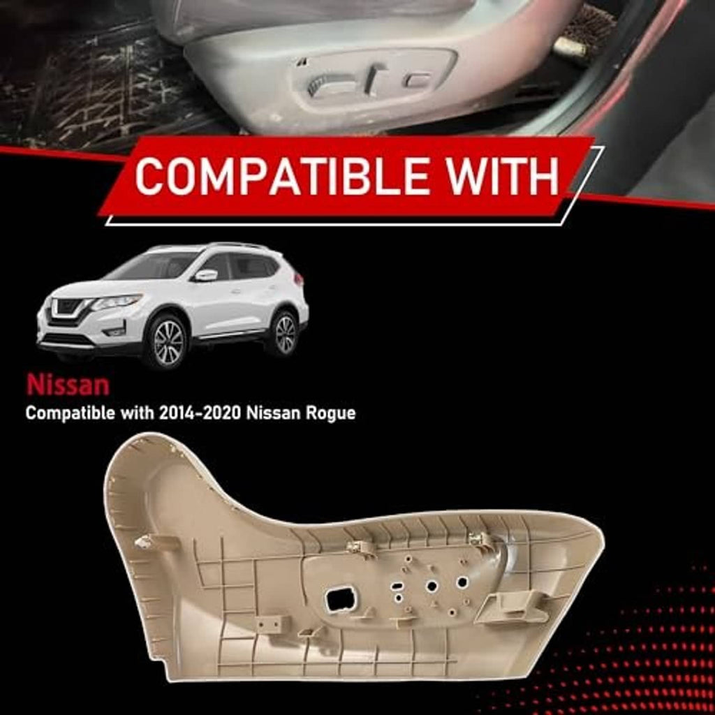 Beige seat outer trim panel backing with molded ribs and wiring openings