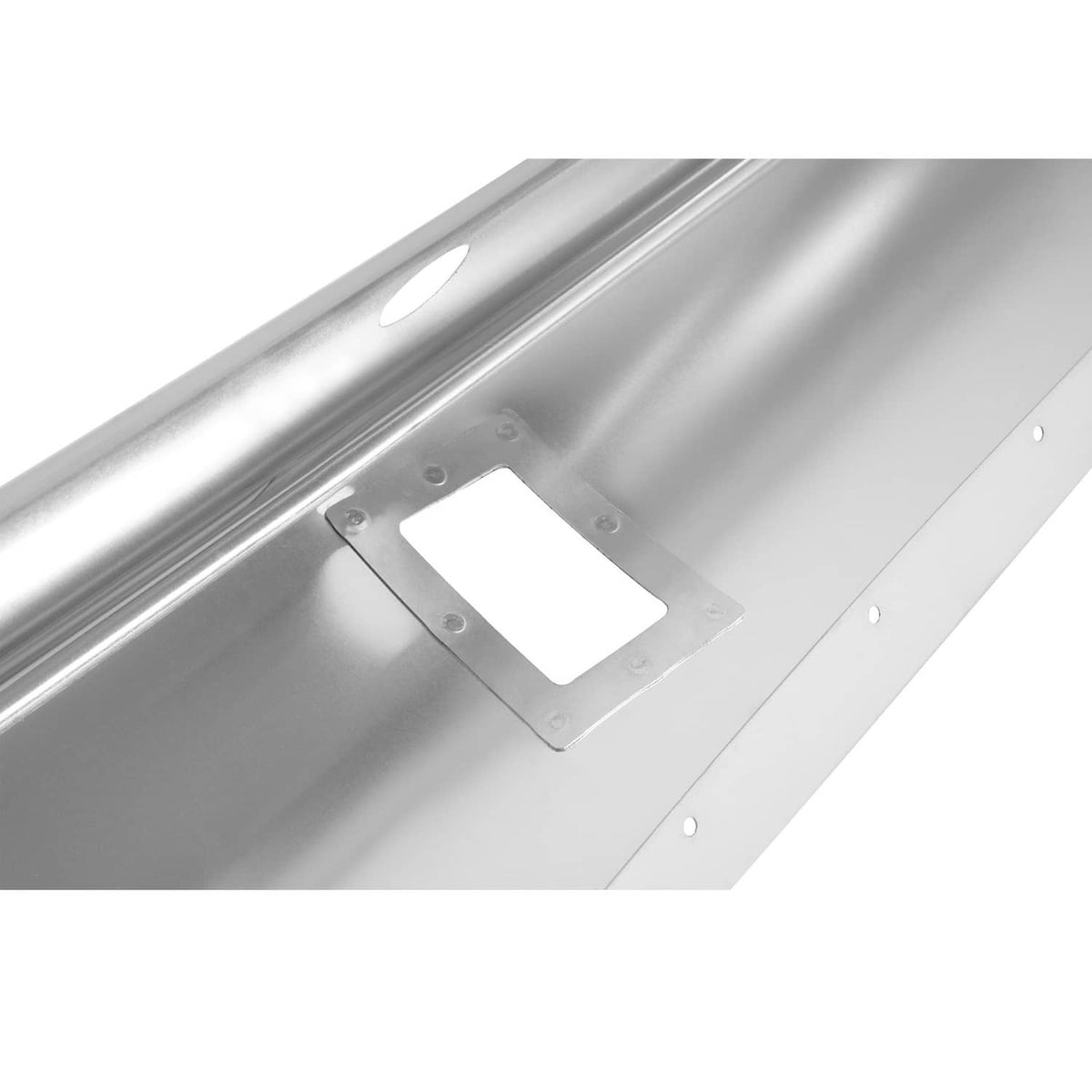 Polished aluminum landing gear fairing with recessed mounting plate and rivets