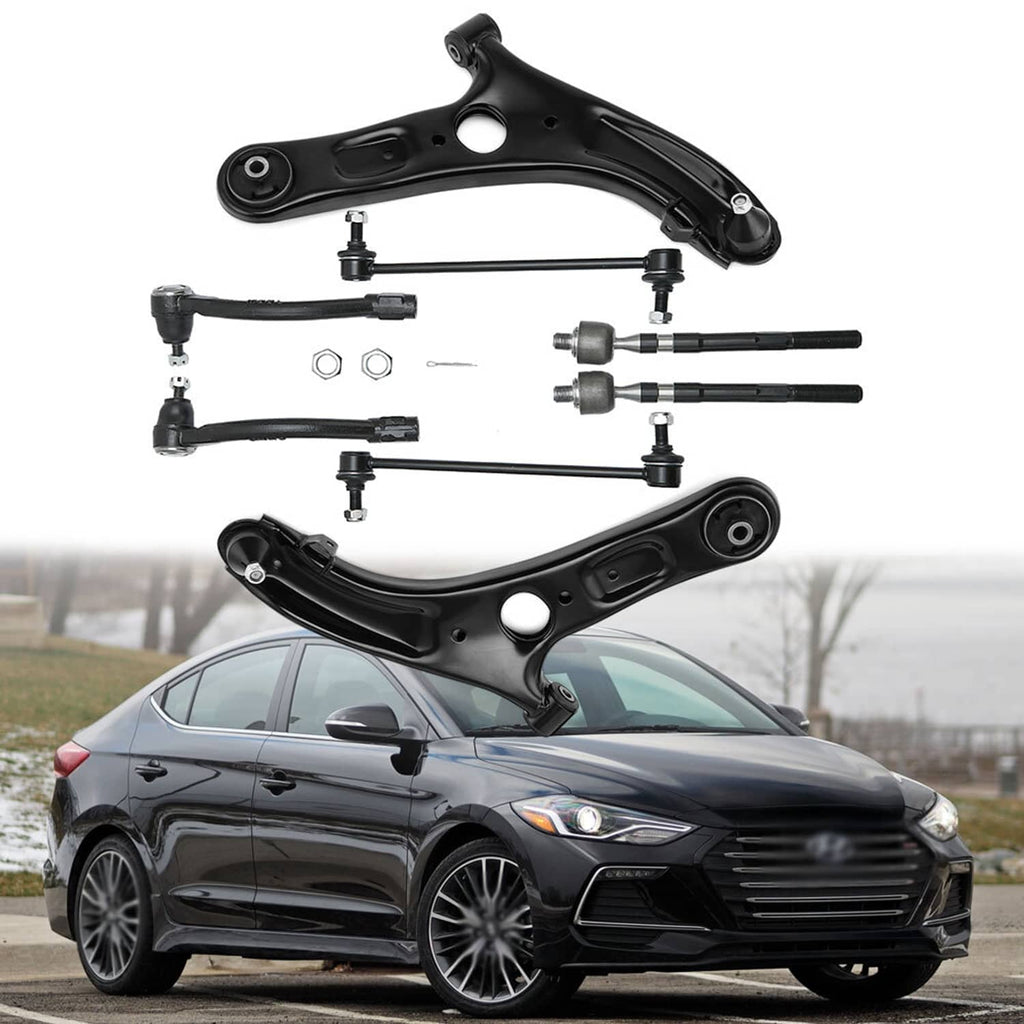 Front suspension control arm kit with multiple black control arms and link rods