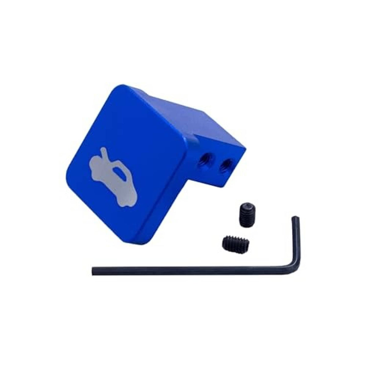 Blue hood release handle with three screws and L-shaped hex key