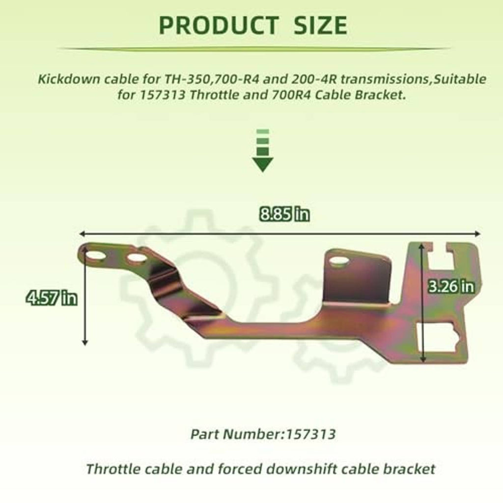 Iridescent metal throttle cable and kickdown bracket with two mounting openings