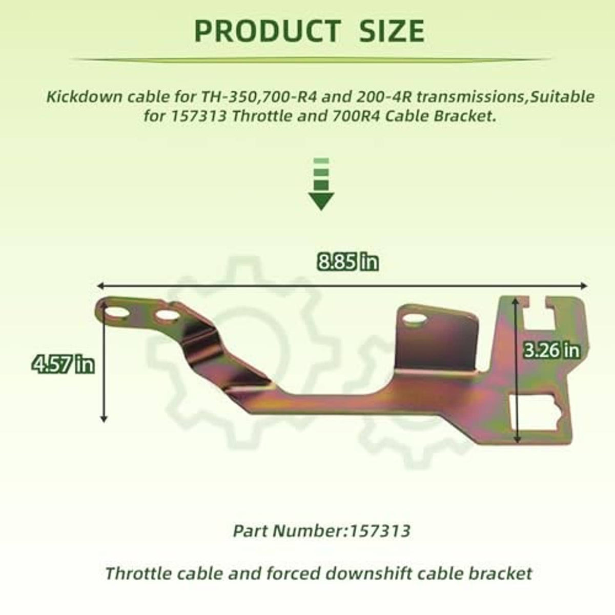Iridescent metal throttle cable and kickdown bracket with two mounting openings