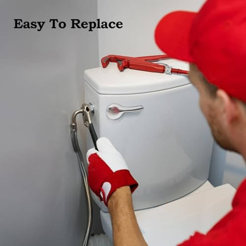 Toilet flush handle replacement kit being installed on a front-mounted toilet
