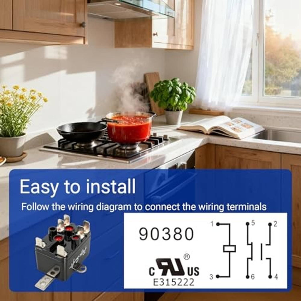 Fan relay with wiring diagram showing connection terminals for HVAC installation