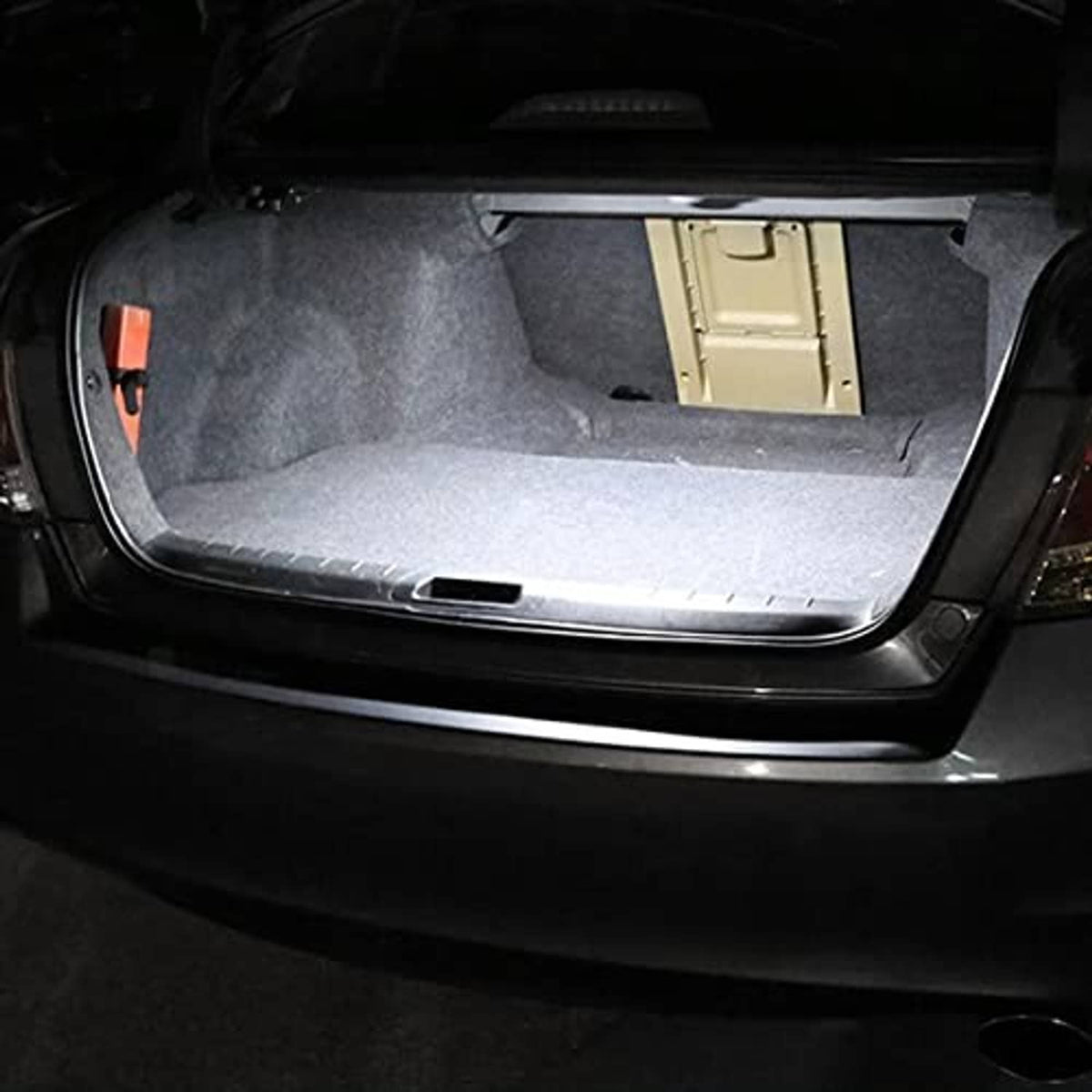 12V dome LED light installed inside a vehicle door opening, illuminating the interior.
