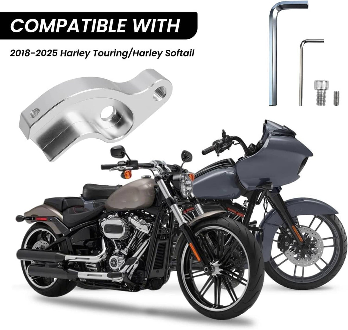 Chrome neutral gear shift assist bracket with mounting hole and included wrenches and hardware