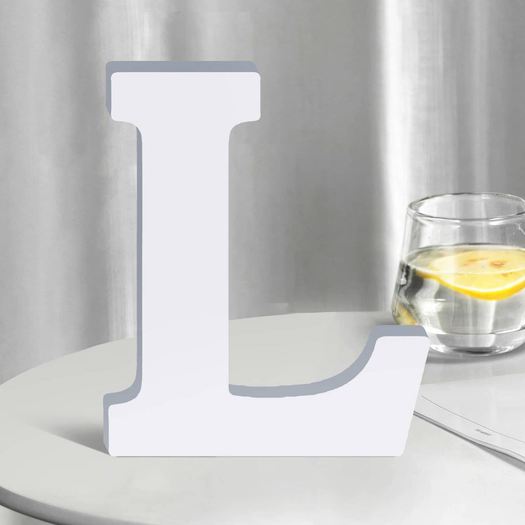 White wooden wall letter I, tall freestanding cutout design