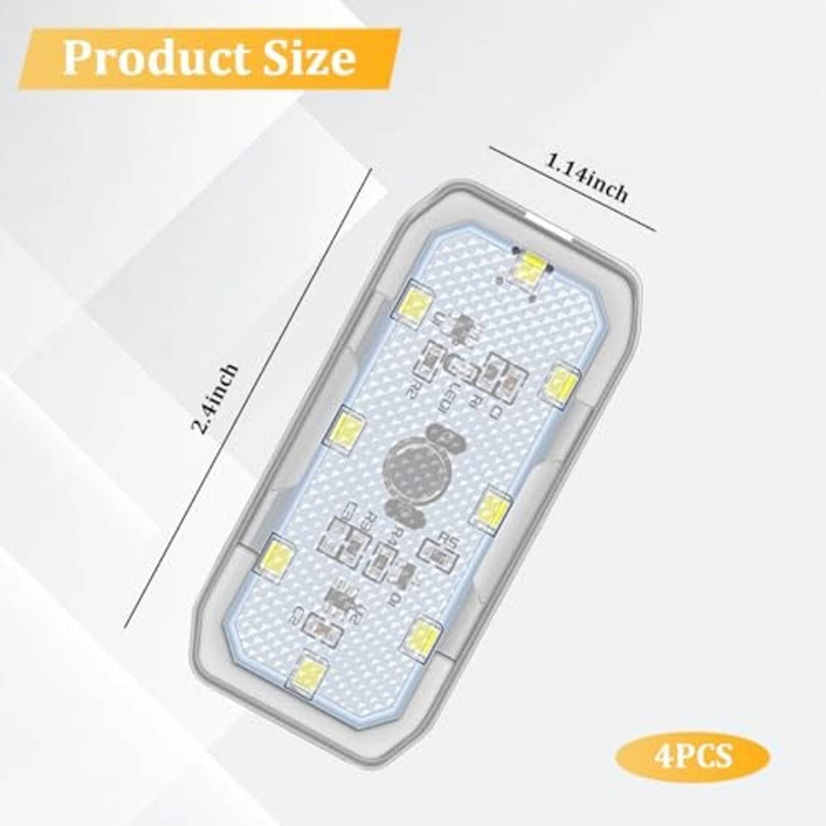 Single clear magnetic LED car ambient light with ice blue LEDs, rectangular housing