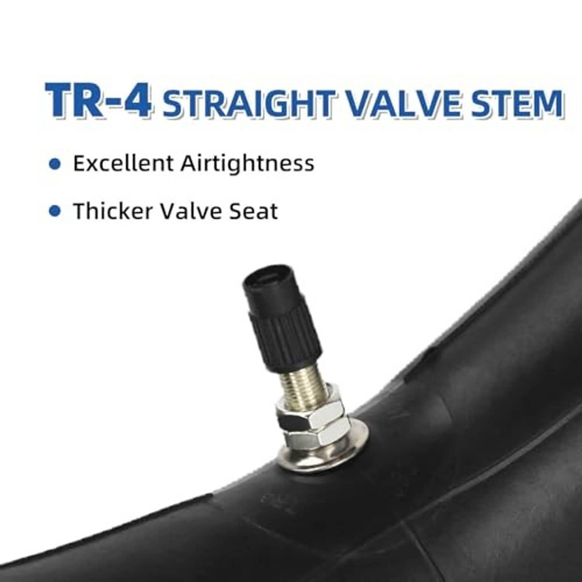 Motorcycle inner tube with TR-4 straight valve stem, black butyl