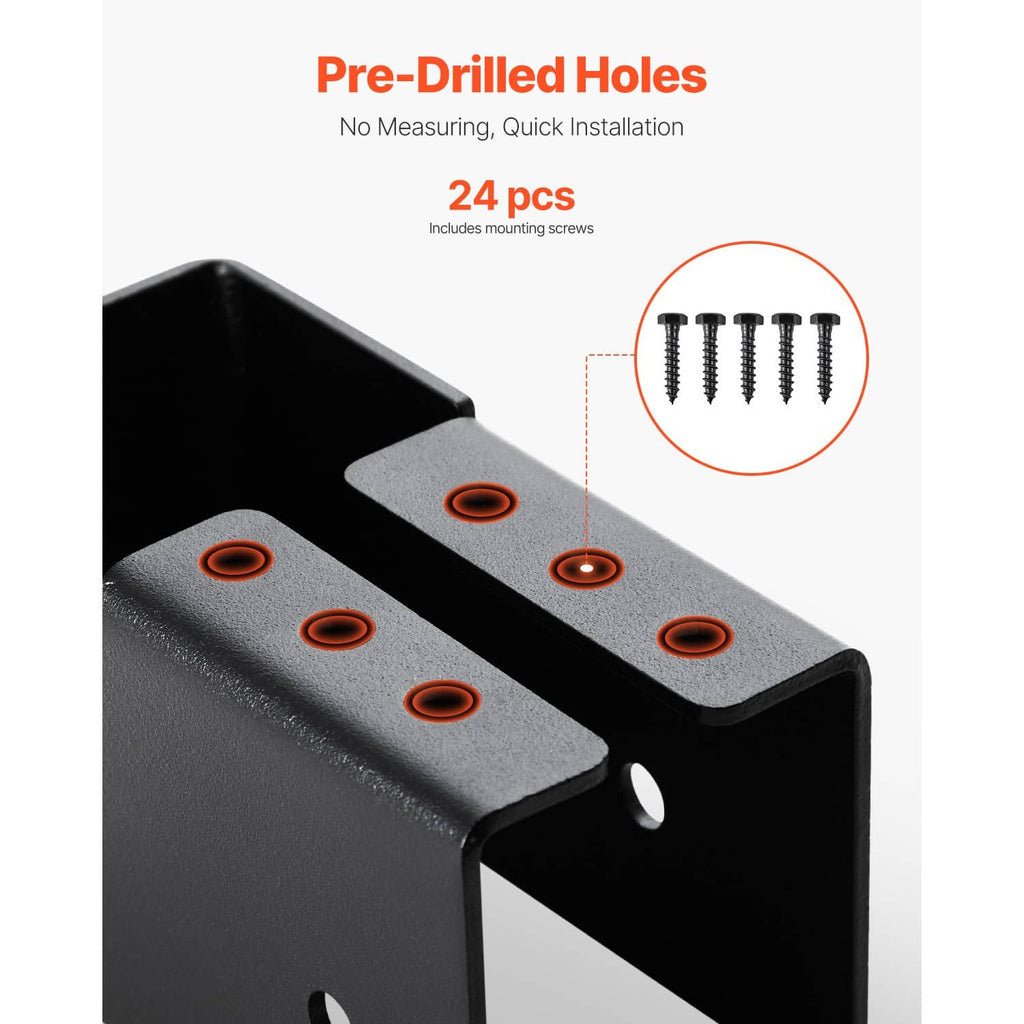 Concealed beam joist hanger bracket with pre-drilled screw holes on steel plate