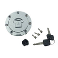 Motorcycle fuel tank cap set with 2 keys, screws, and mounting hardware
