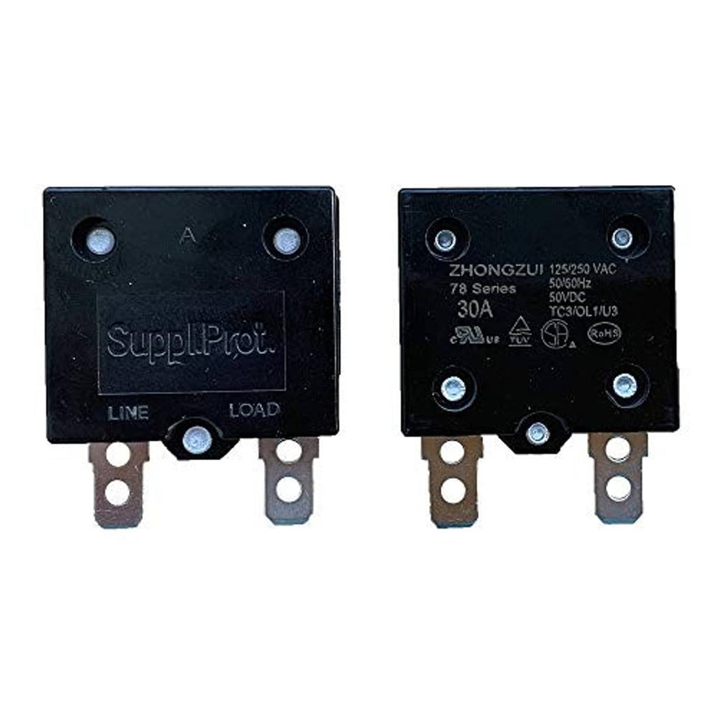 Black thermal switch relay fuse with front and rear terminal pins