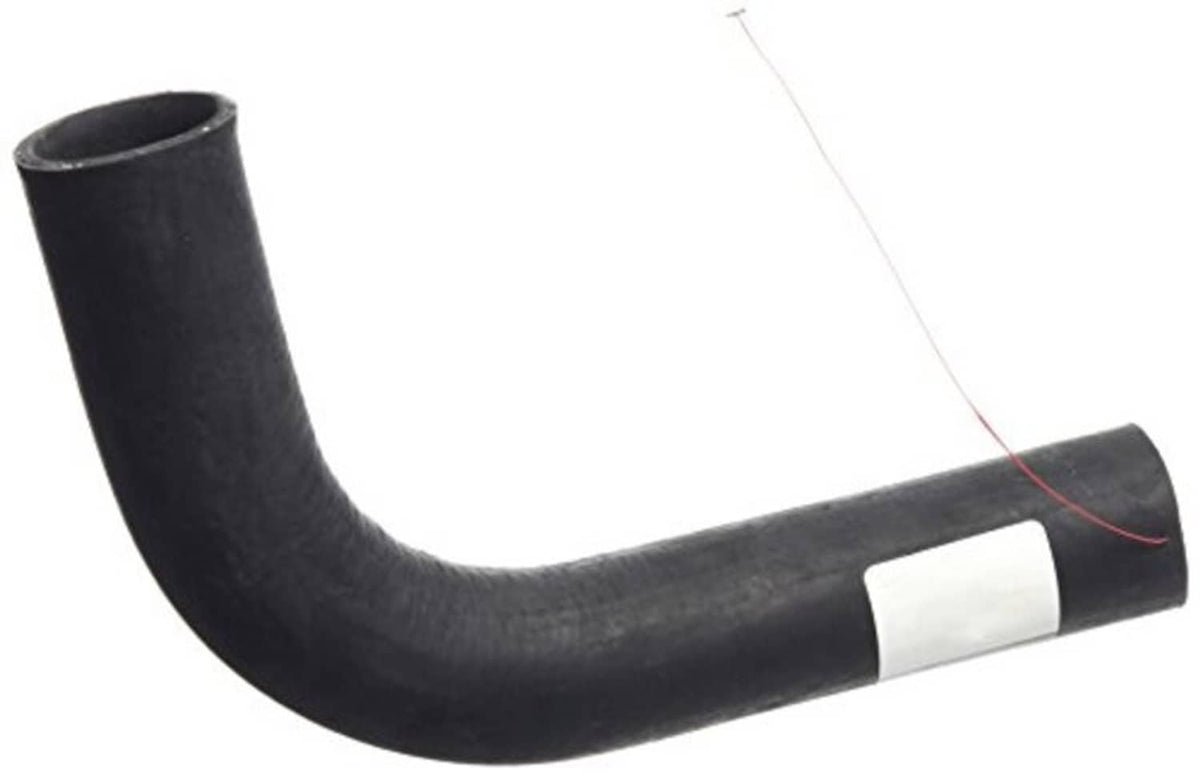Curved radiator hose, black rubber, open ends with white marking band near outlet