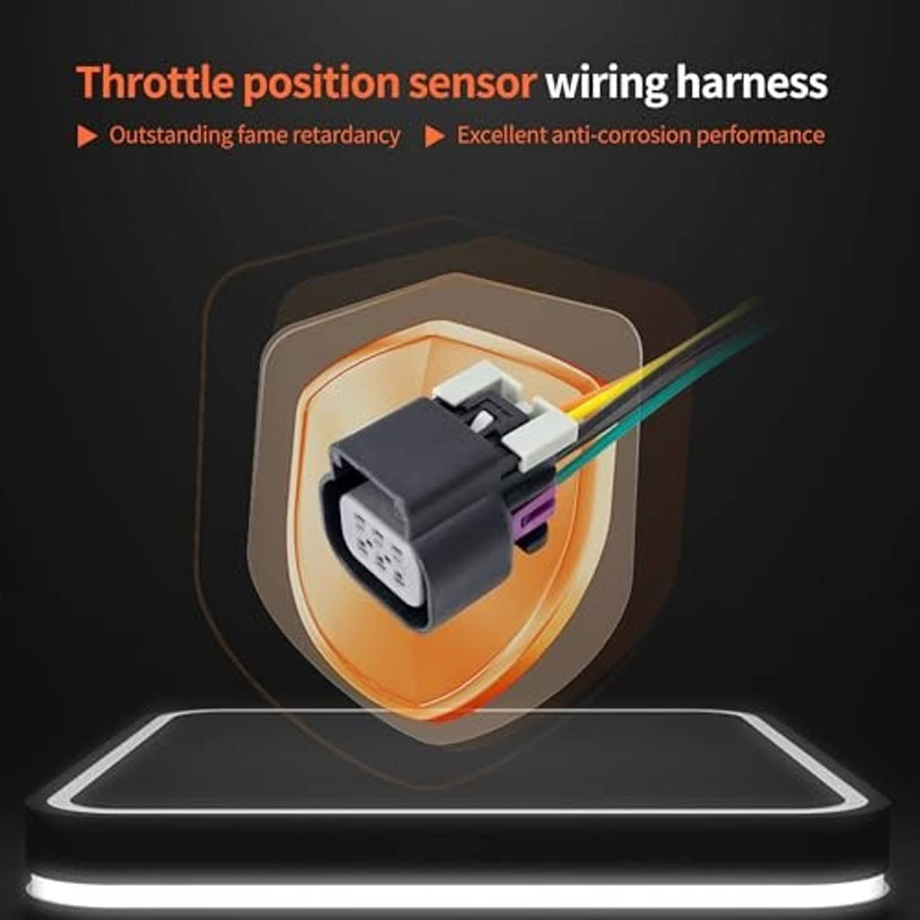 Throttle position sensor wiring pigtail with black housing and colored wire leads