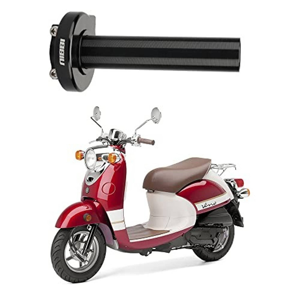 Motorcycle throttle assembly mounted on handlebar, black grip with control unit