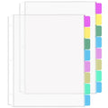 Set of clear binder sheet protectors with multicolor edge tabs