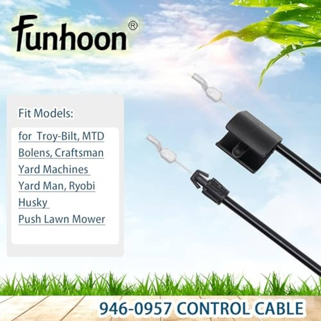 Control cable with black bracket and clear inner wire, showing two connector ends