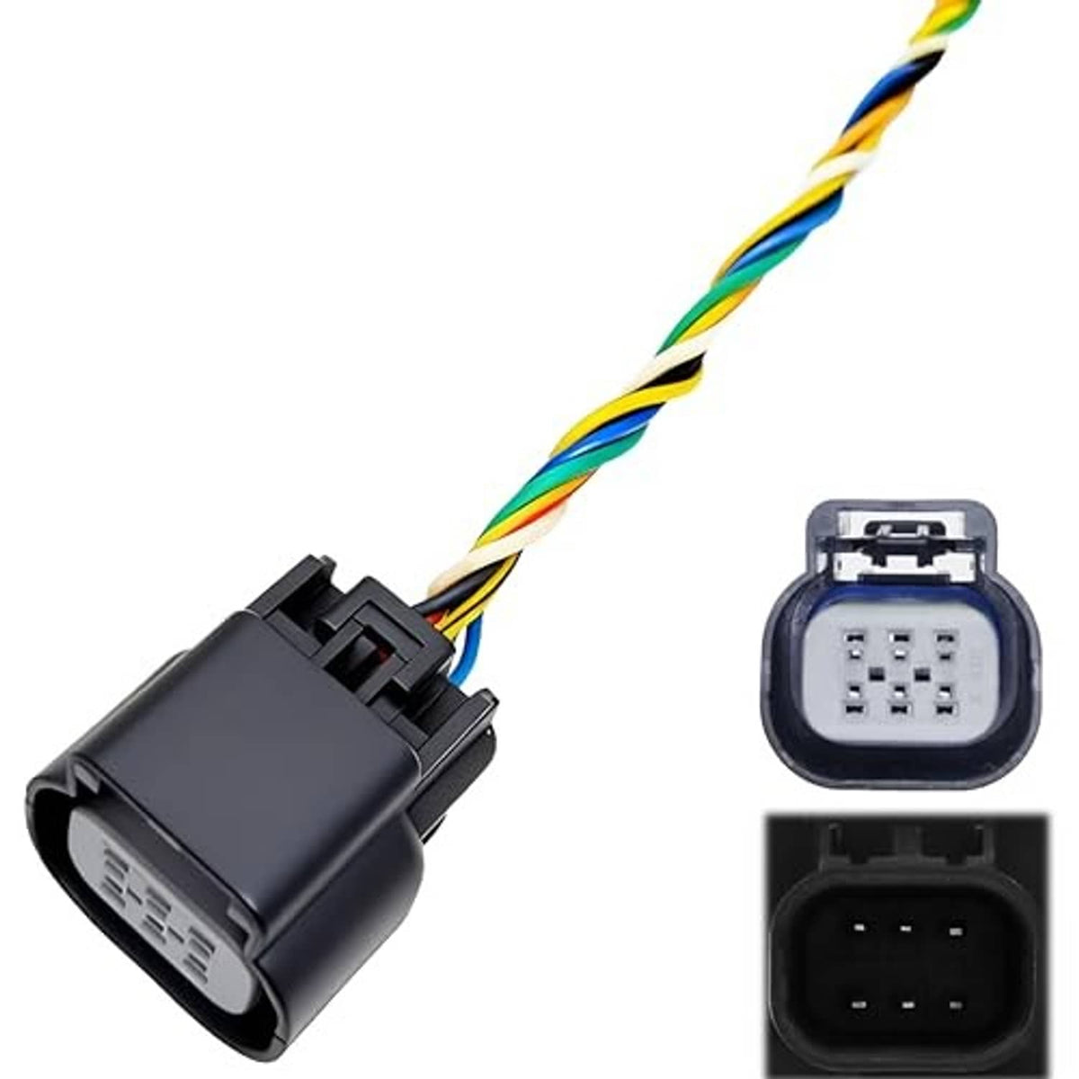Electronic throttle body wiring connector plug with multi-colored wires and port views