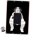 Strike zone batting target panel, black PVC with red frame and hitter graphic
