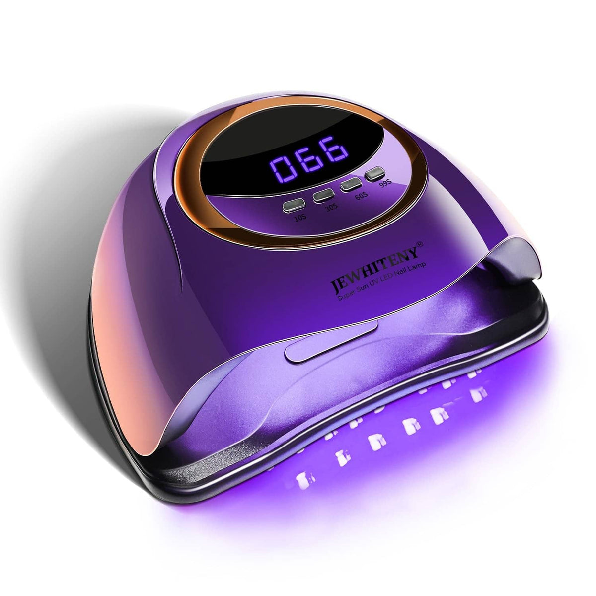 Purple UV LED nail lamp with digital display and control buttons