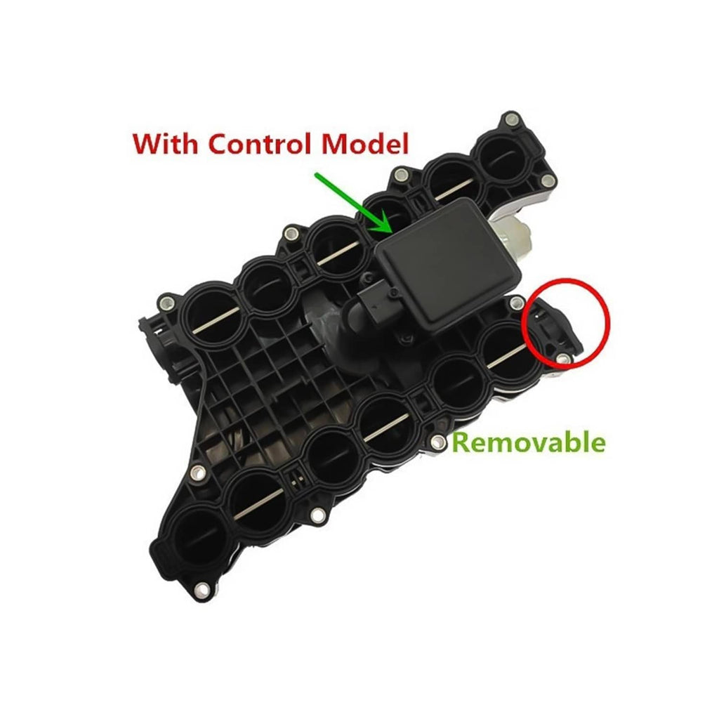 Intake manifold with removable control module and multiple intake ports, black plastic