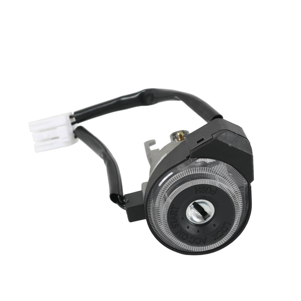 Ignition lock cylinder switch with keys, black housing and wired connector