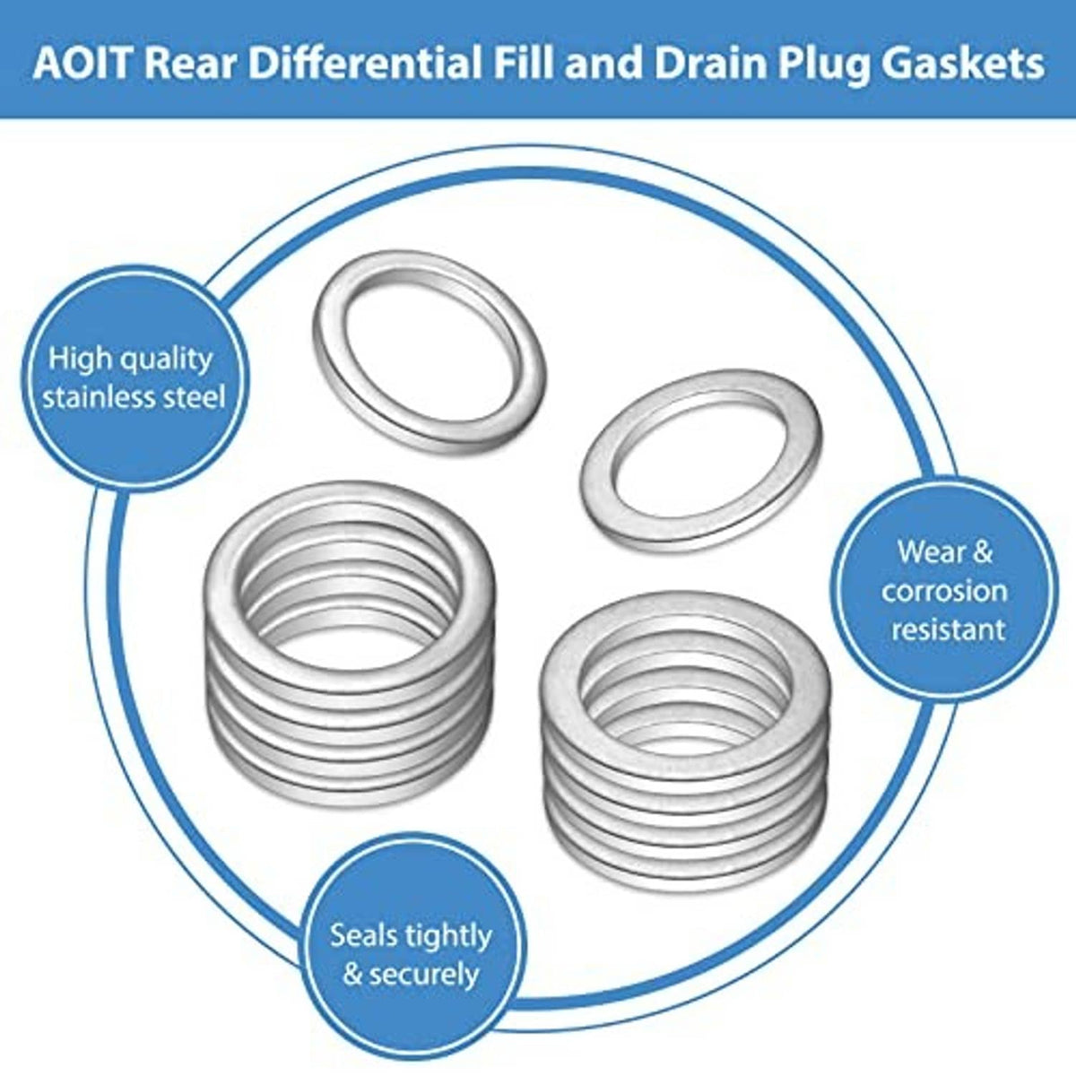 Assorted metal differential gasket washers and small sealing rings, silver