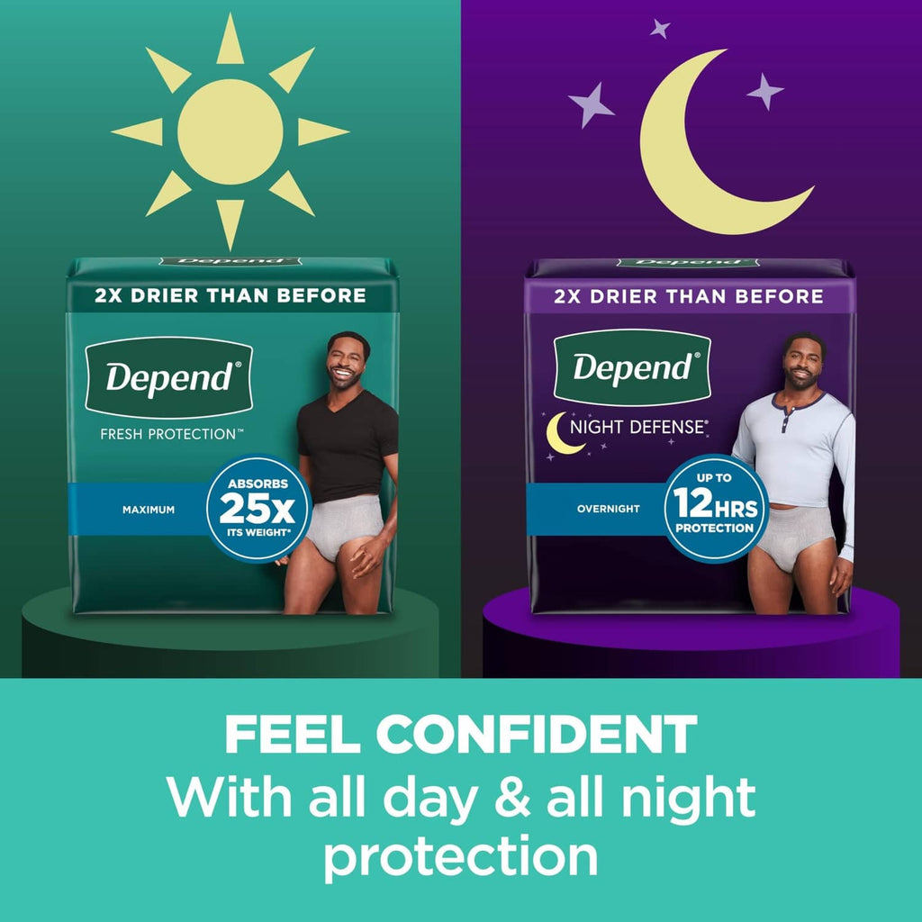 Depend adult incontinence underwear variety pack, day green and night purple