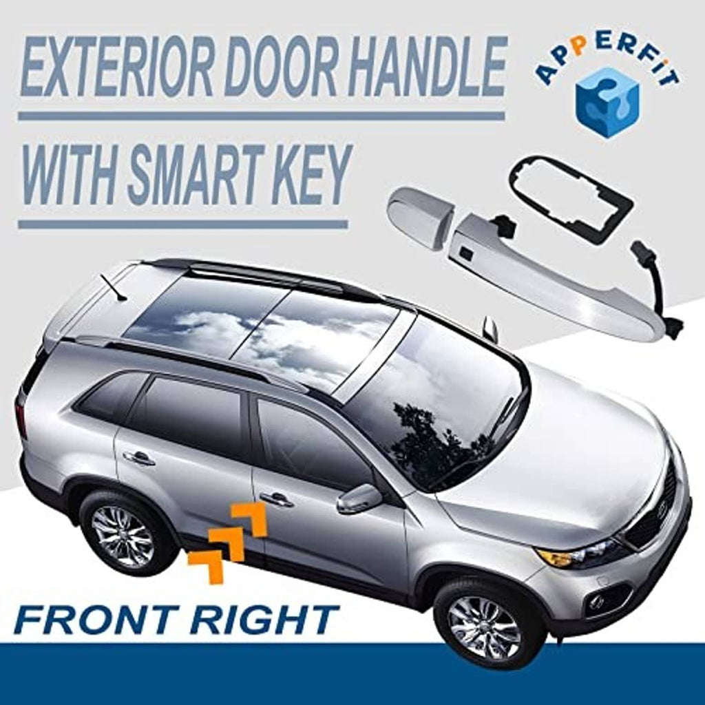 Silver exterior door handle with smart key and keyless entry button