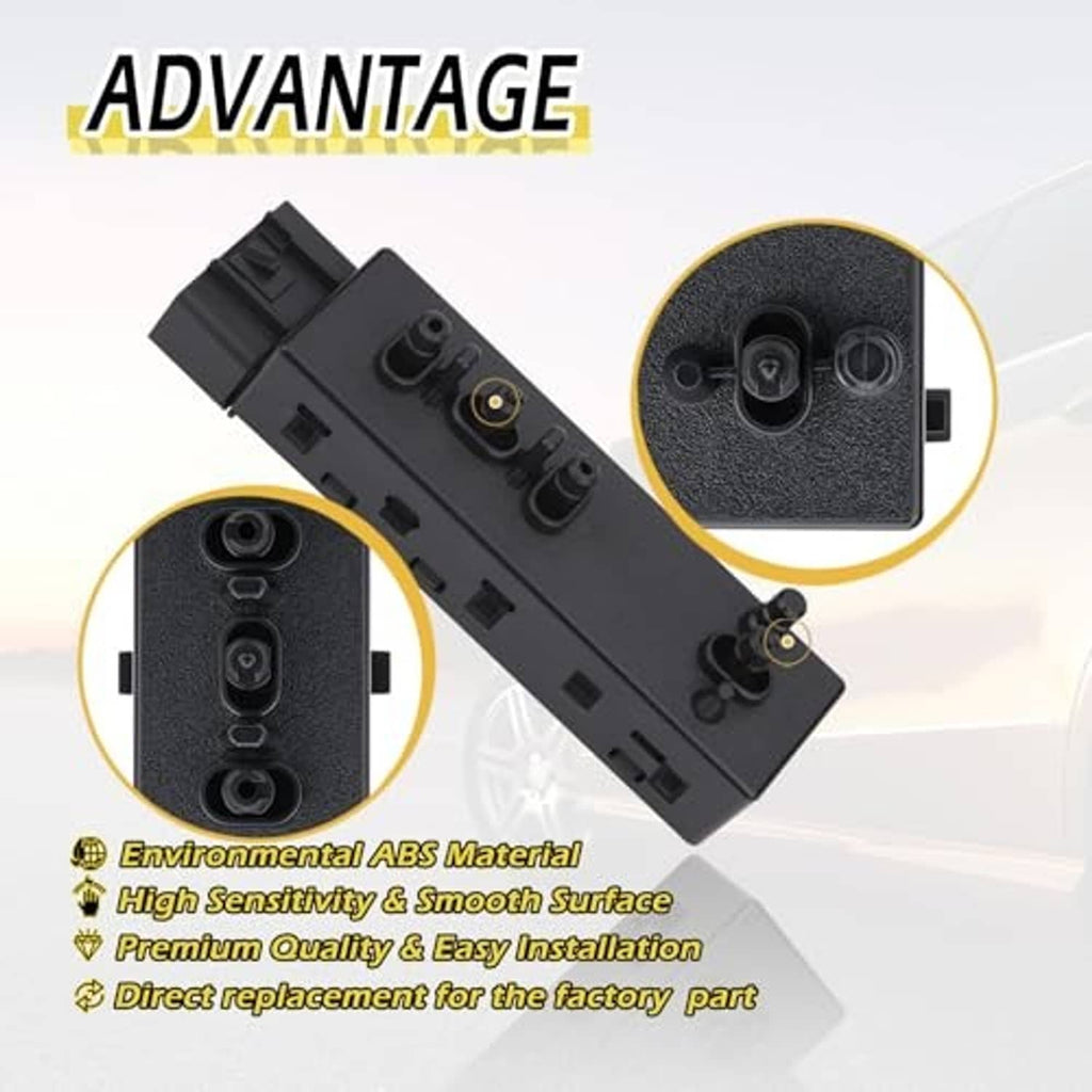 Power seat switch module with textured ABS housing and knob detail
