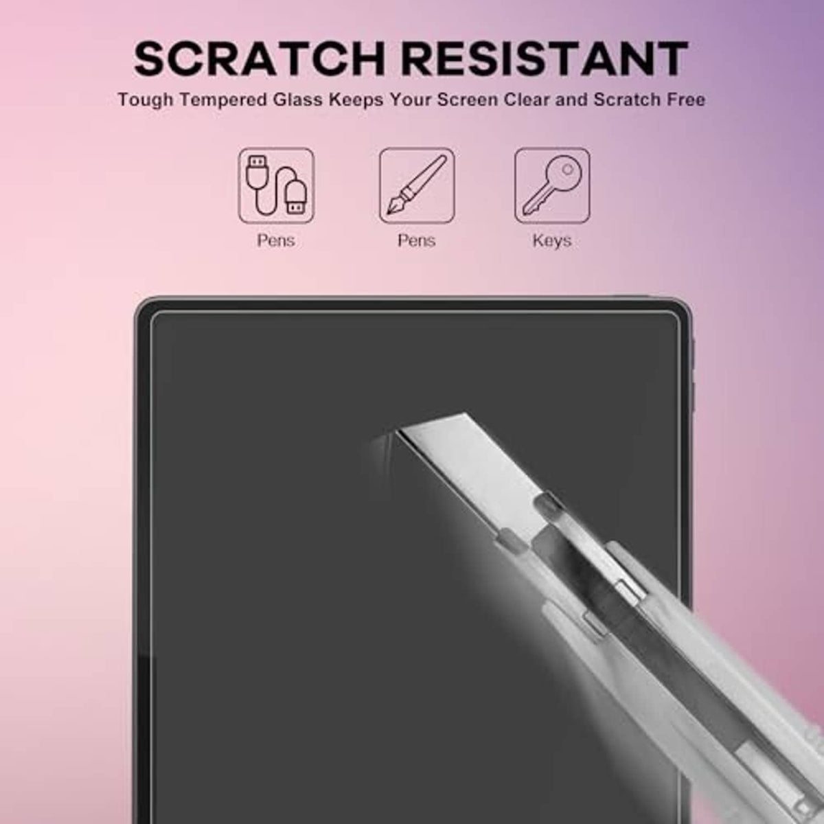 Scratch-resistant clear tempered glass screen protector for tablet screen