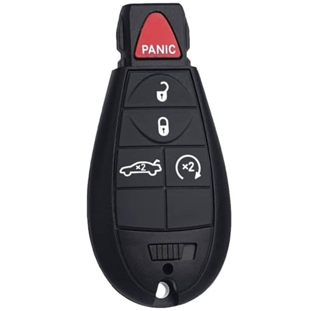 Black key fob remote replacement with Panic, lock, unlock, and remote button icons