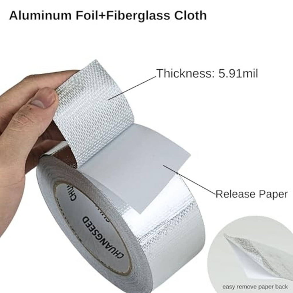 Aluminum foil and fiberglass cloth heat shield tape with release paper backing