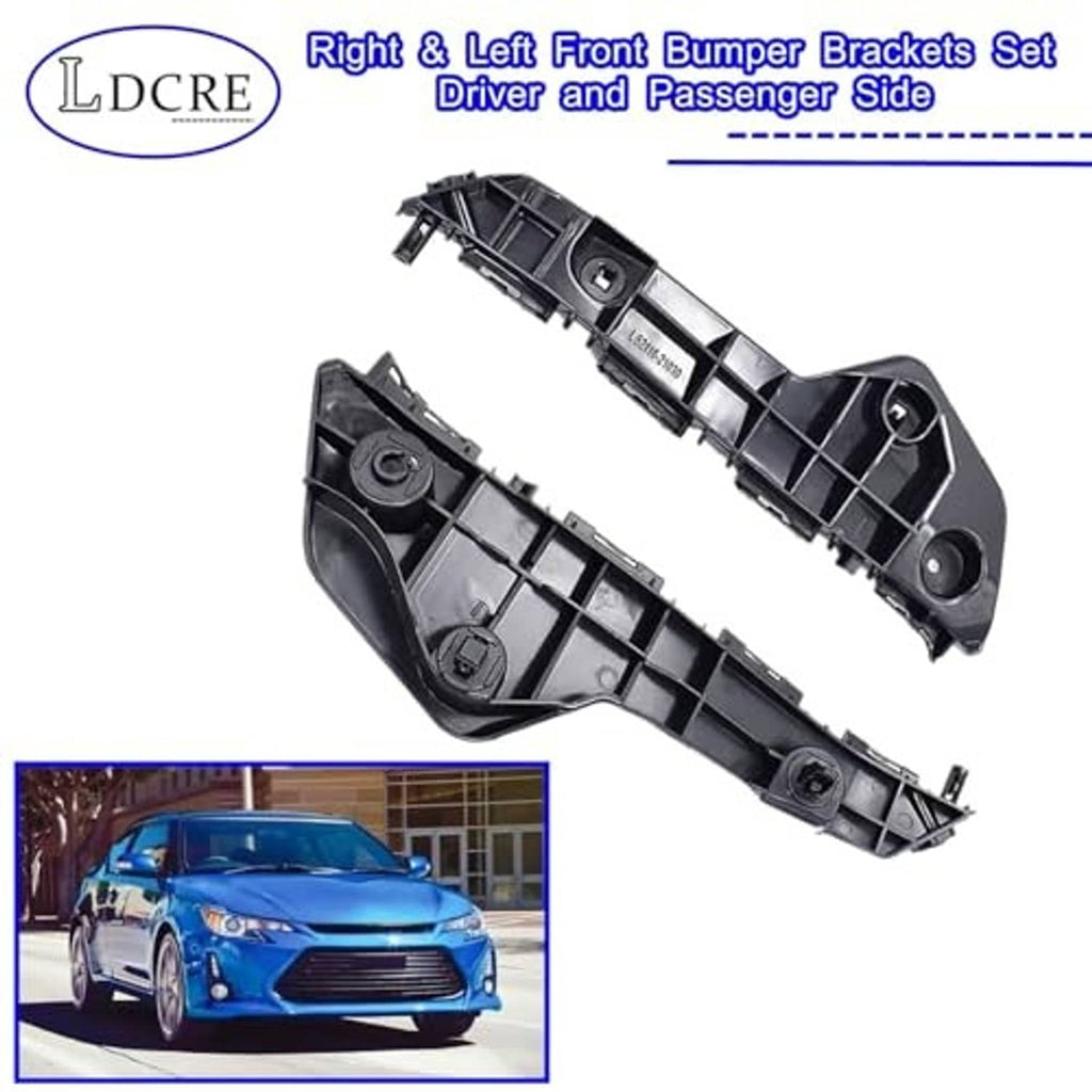 Right and left front bumper brackets set, black plastic with multiple mounting points