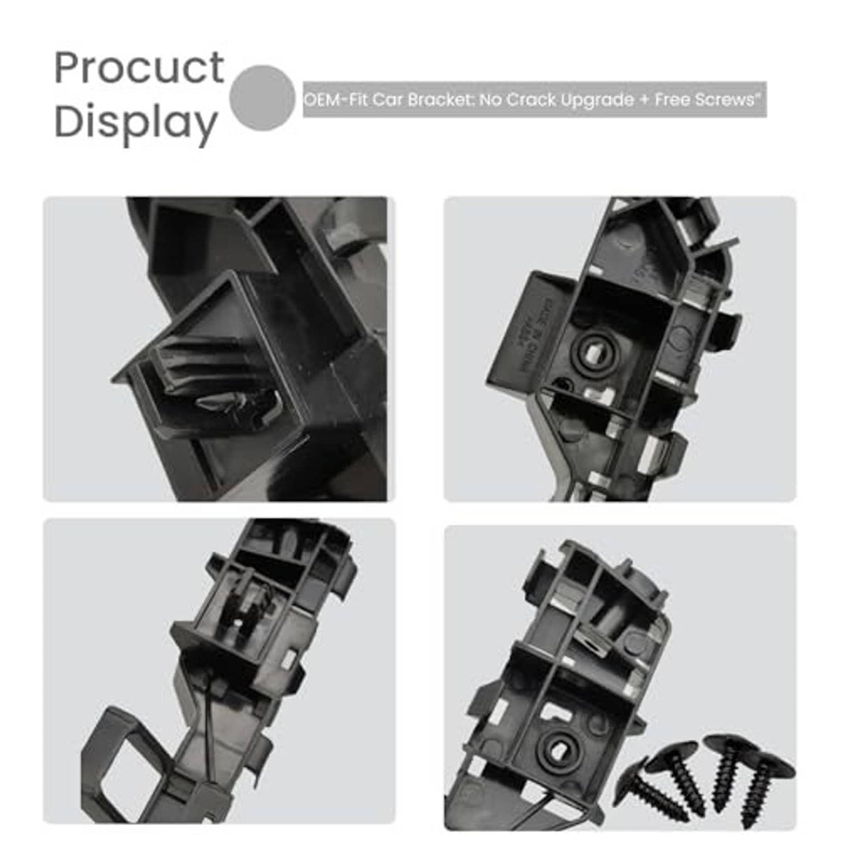 Front bumper brackets, black plastic, showing inner mounting hardware