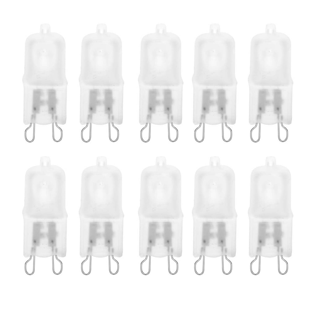 Frosted halogen capsule bulbs, 10-pack with clear base and U-shaped wire leads