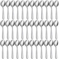 Funnydin 36-piece stainless dinner spoon set, polished silver, spoons arranged in rows