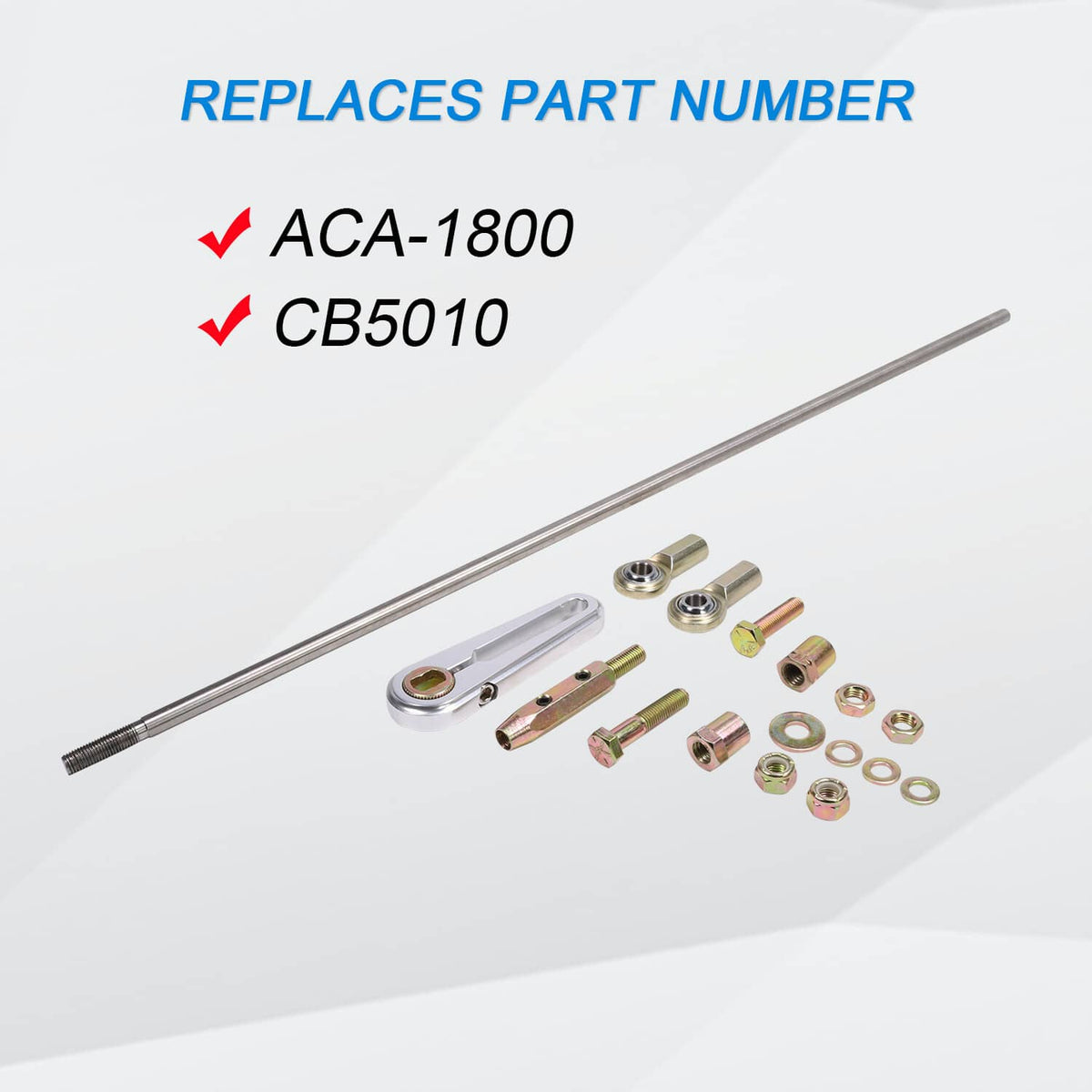 Universal adjustable column shift linkage kit with long rod and assorted bushings