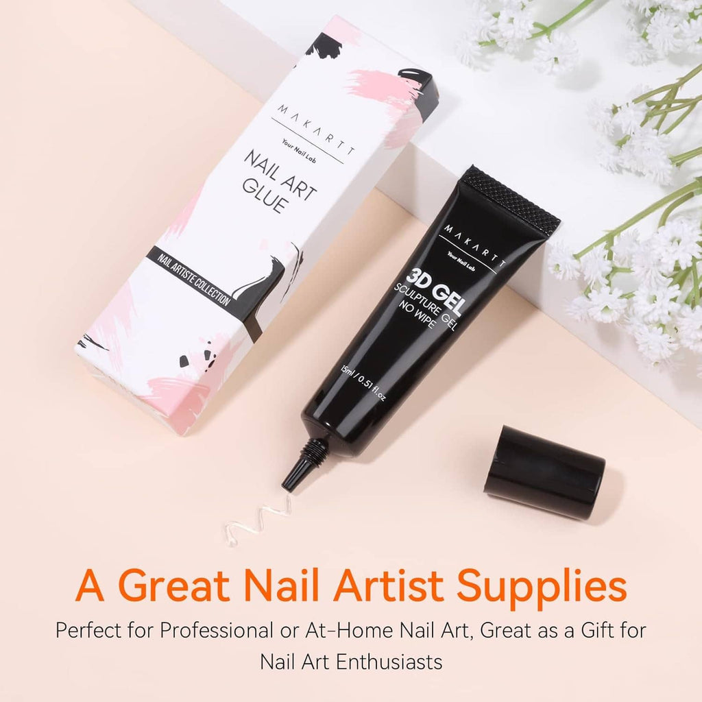 Nail art glue set, black 3D gel tube and boxed kit for DIY 3D nail art