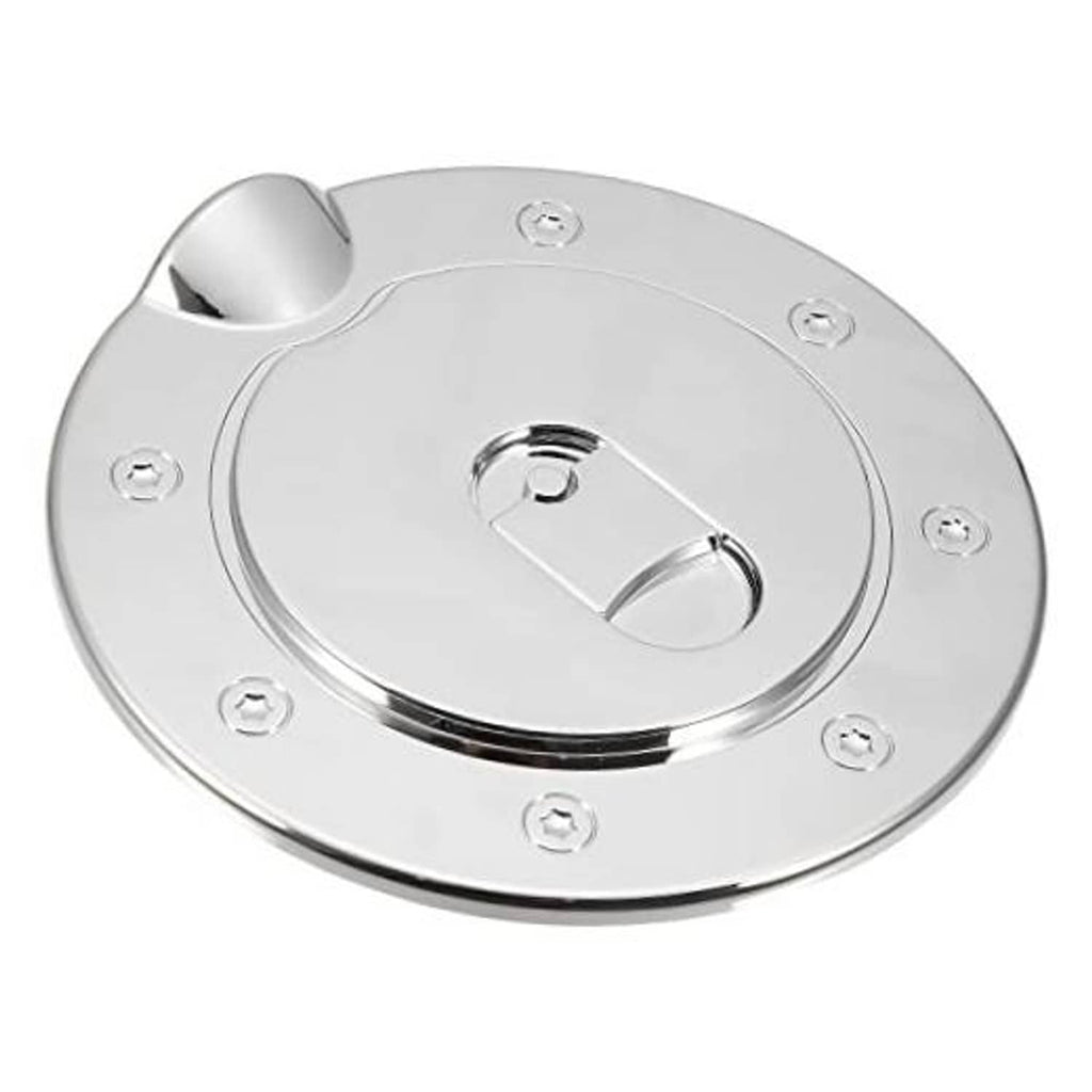 Chrome fuel tank filler cap cover decoration, round plate with mounting screws and lever