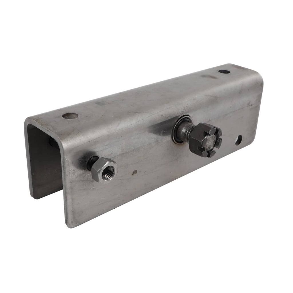 Trailer equalizer bushing mounting bracket with threaded bolt and rubber bushing