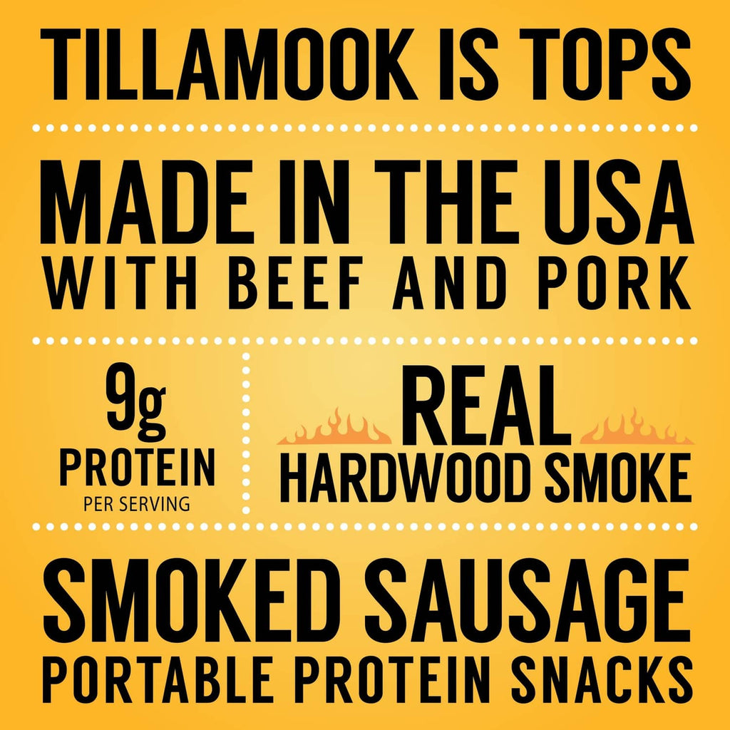 Tillamook teriyaki real hardwood smoked sausage portable protein label graphic