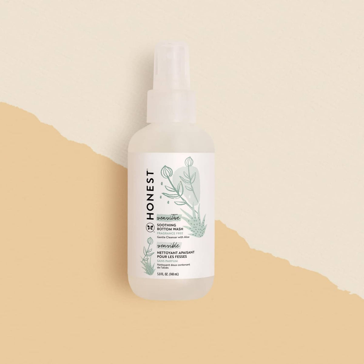 The Honest Company soothing baby bottom wash bottle with white spray pump