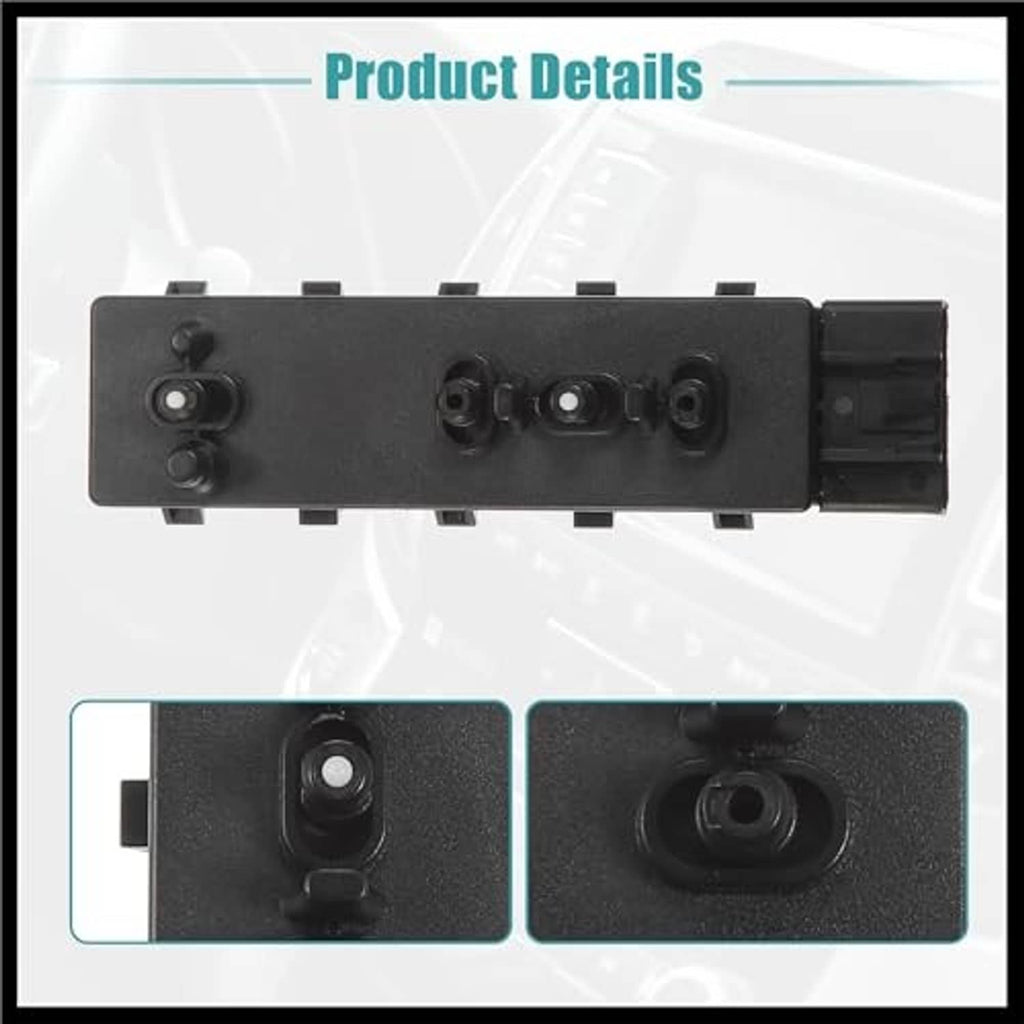Black power seat switch control module top view with four posts and side plug housing