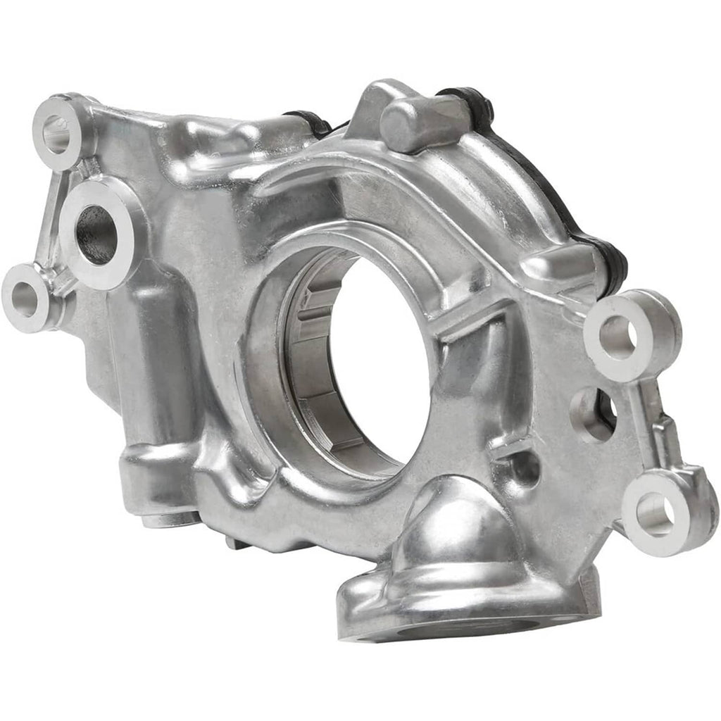 High pressure oil pump housing with circular opening and side mounting ears