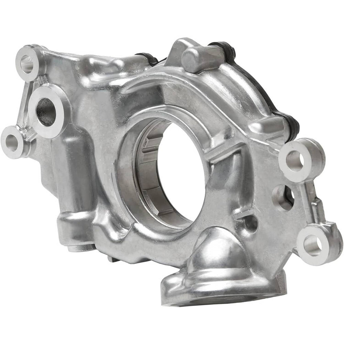 High pressure oil pump housing with circular opening and side mounting ears
