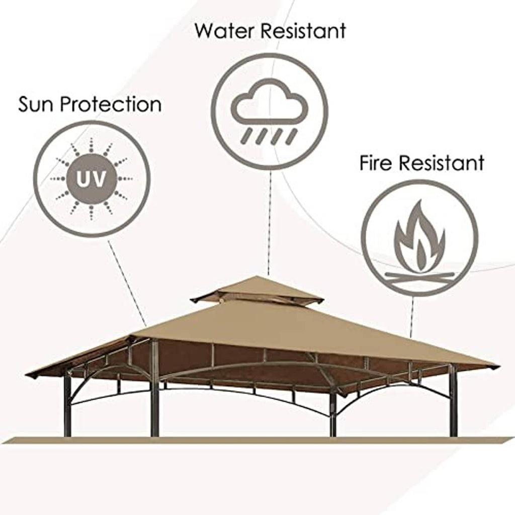 Khaki grill gazebo replacement canopy roof with vented airflow design