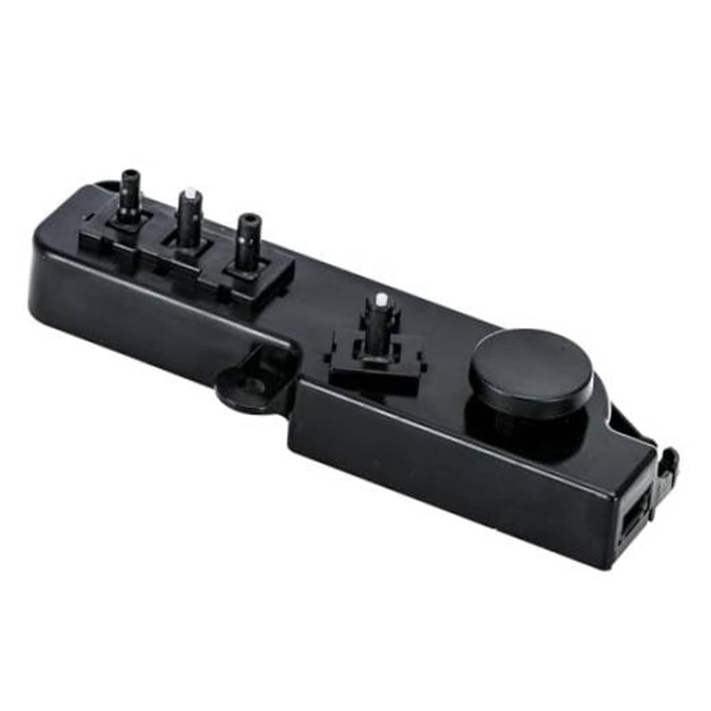 Black power seat switch control module with multiple button posts and connector
